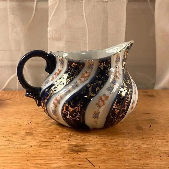 Cobalt Pitcher Orange & Light Blue Swirl Vertcle Stripe George Jones Likeness - Picture 8 of 8